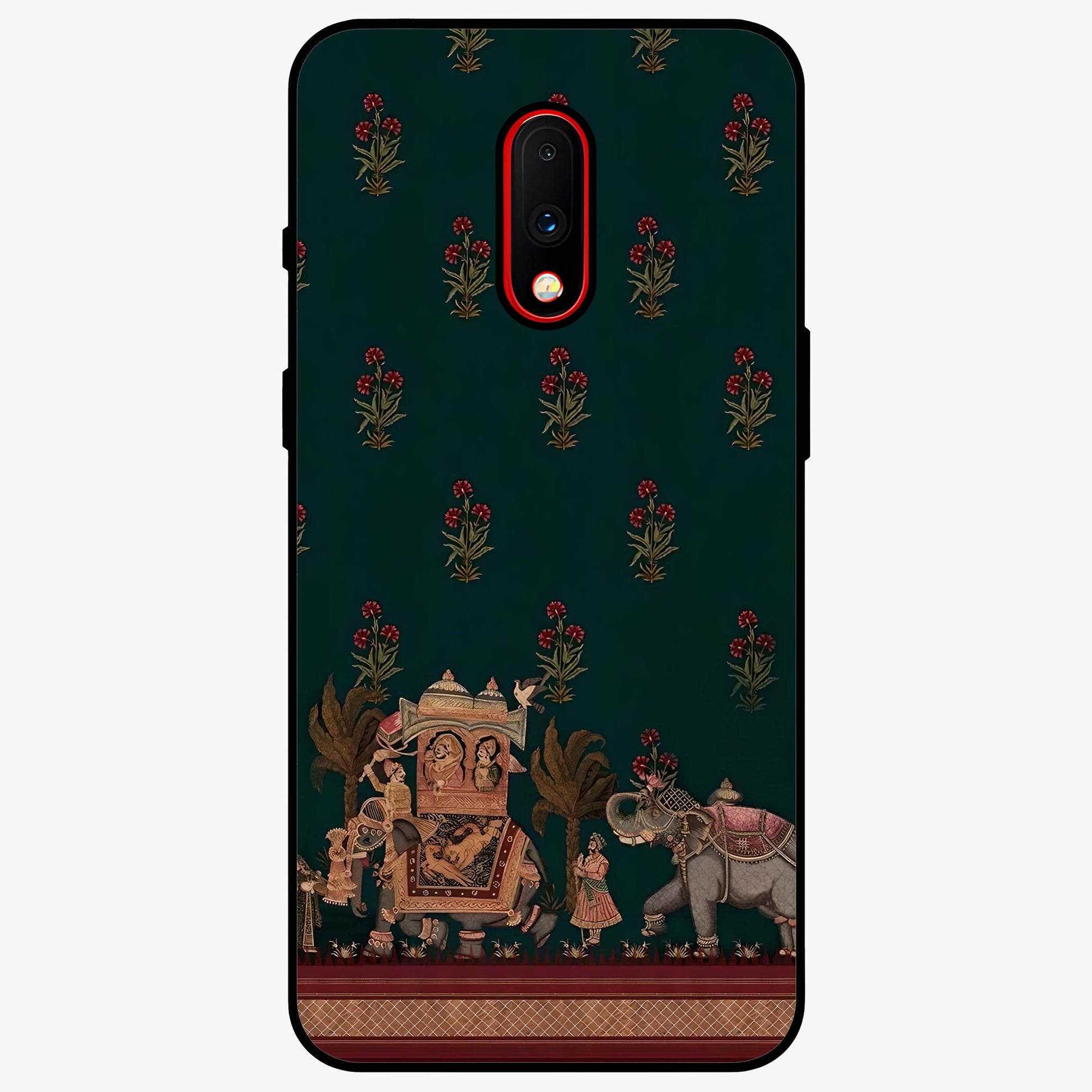 Macmerise Glass Case showing flat back view with stylish modern artwork and glossy glass finish.