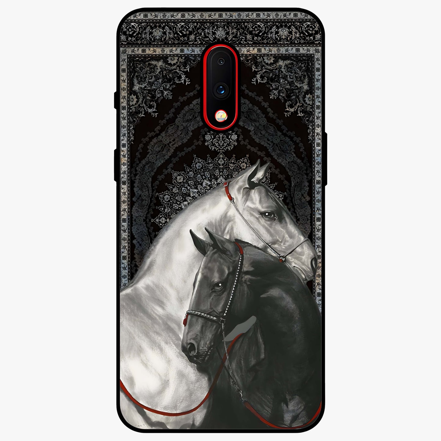 Majestic Ride Legacy Glass Case showing flat back view with powerful automotive inspired artwork and glossy glass finish.