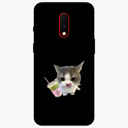 Matcha Cat Style Glass Case showing flat back view with cute matcha themed cat artwork and glossy glass finish.