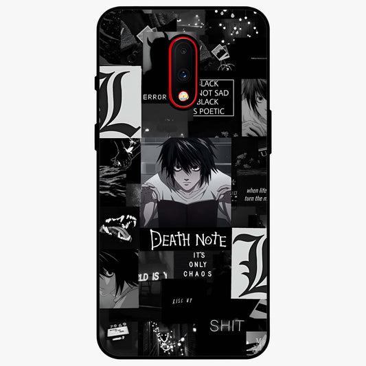 Midnight Chaos Mind Glass Case showing flat back view with abstract dark themed artwork and glossy glass finish.