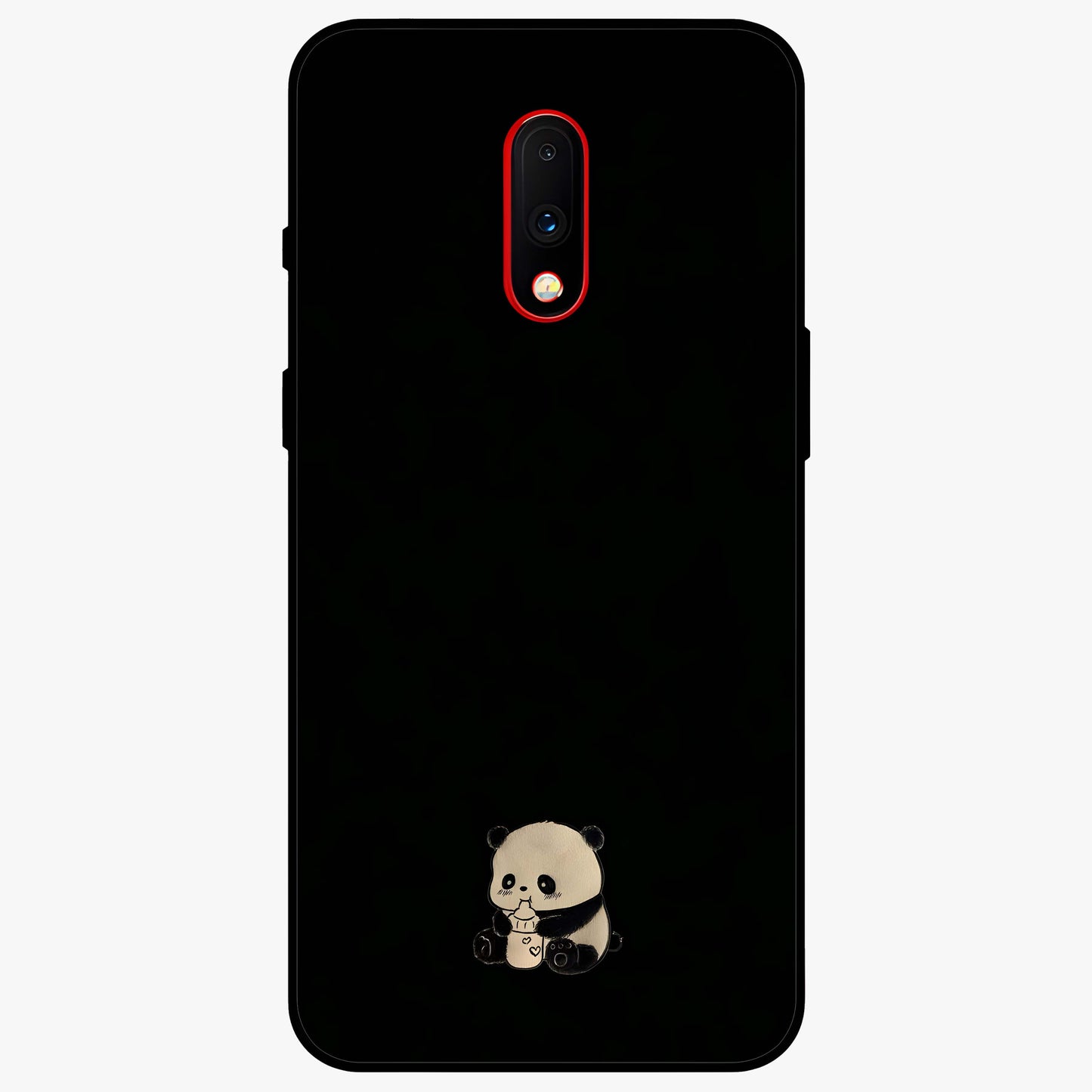 Midnight Panda Love Glass Case showing flat back view with cute panda themed artwork and glossy glass finish.