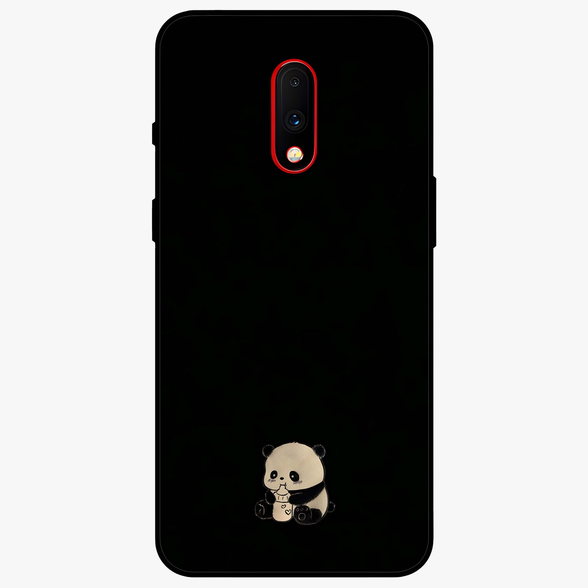 Midnight Panda Love Glass Case showing flat back view with cute panda themed artwork and glossy glass finish.