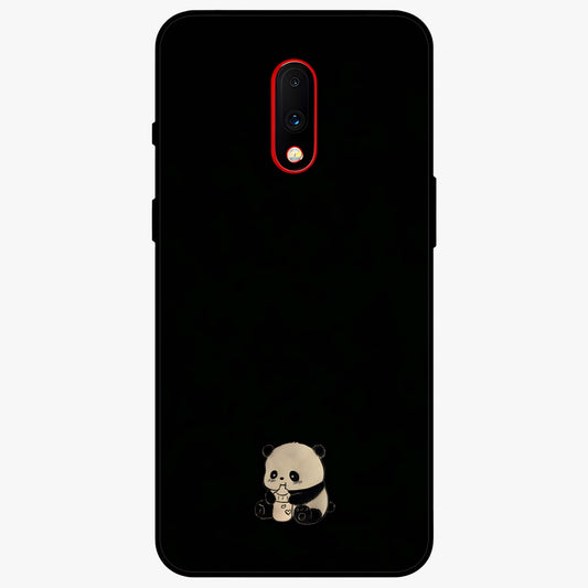 Midnight Panda Love Glass Case showing flat back view with cute panda themed artwork and glossy glass finish.