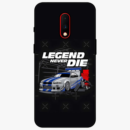 Midnight Racing Legacy Glass Case showing flat back view with sleek racing inspired artwork and glossy glass finish.