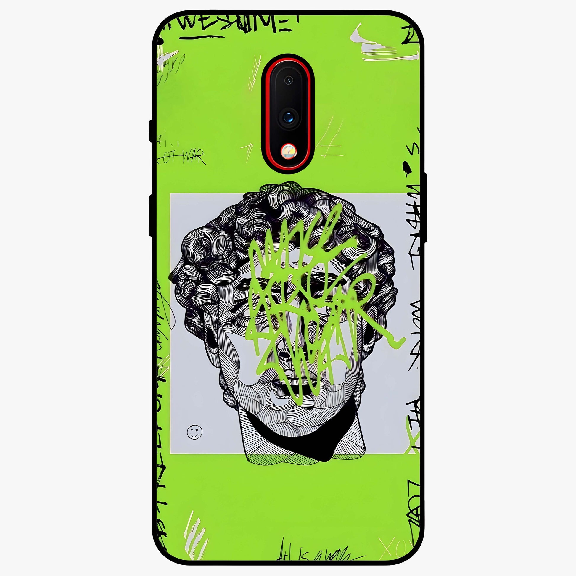 Neo Graffiti Rebellion Glass Case showing flat back view with vibrant graffiti artwork and glossy glass finish.