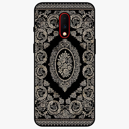 Noir Bloom Elegance Glass Case showing flat back view with elegant dark floral artwork and glossy glass finish.