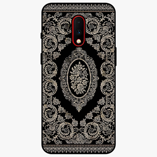 Noir Bloom Elegance Glass Case showing flat back view with elegant dark floral artwork and glossy glass finish.