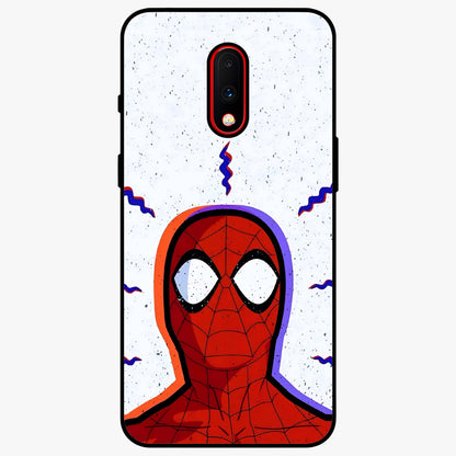 Omg Spiderman Glass Case showing flat back view with bold superhero inspired artwork and glossy glass finish.