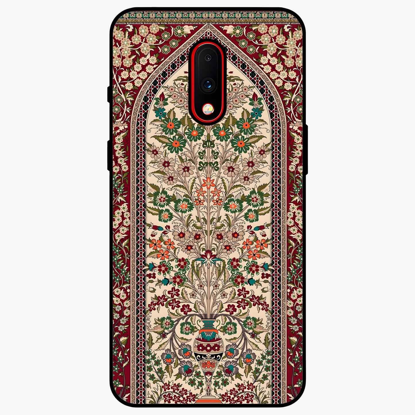 Persian Inspired Glass Case showing flat back view with ornate Persian style pattern artwork and glossy glass finish.