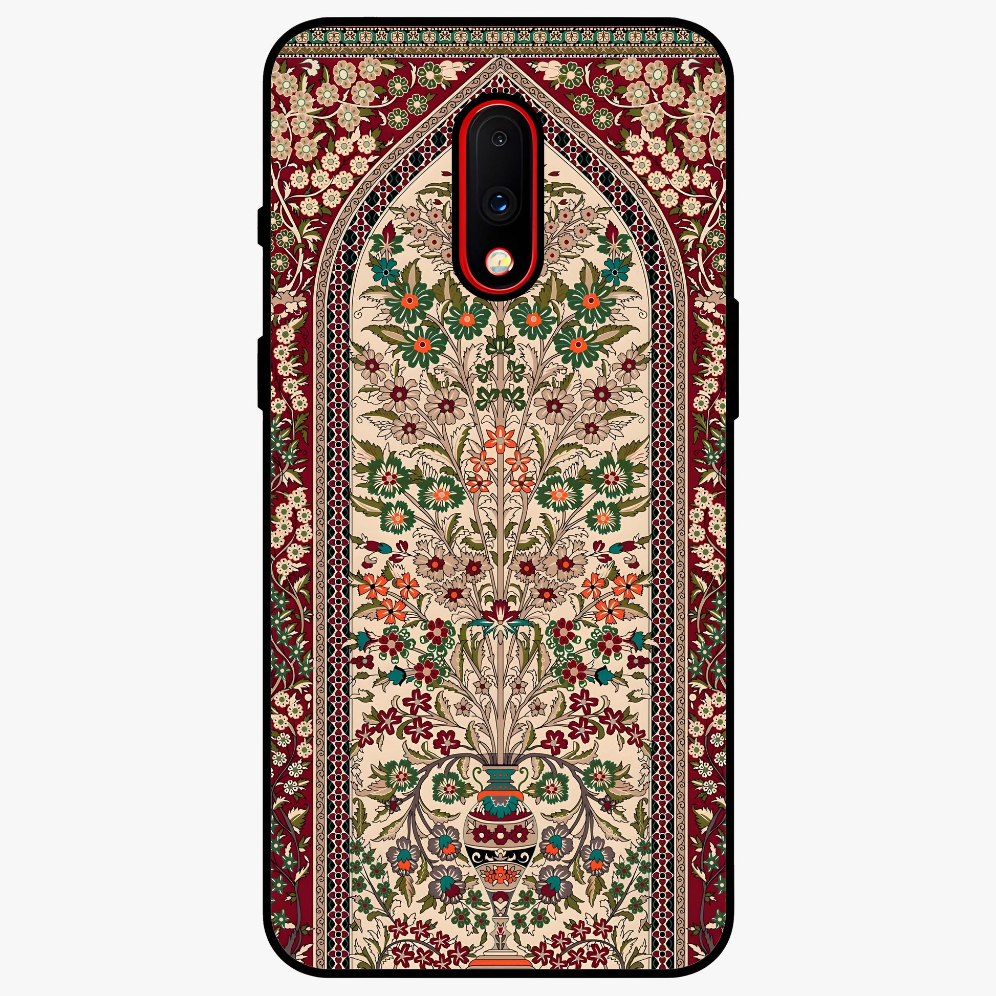 Persian Inspired Glass Case showing flat back view with ornate Persian style pattern artwork and glossy glass finish.
