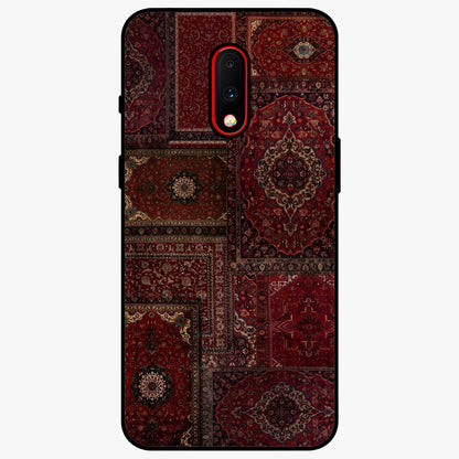 Persian Velvet Tale Glass Case showing flat back view with luxurious Persian velvet pattern artwork and glossy glass finish.