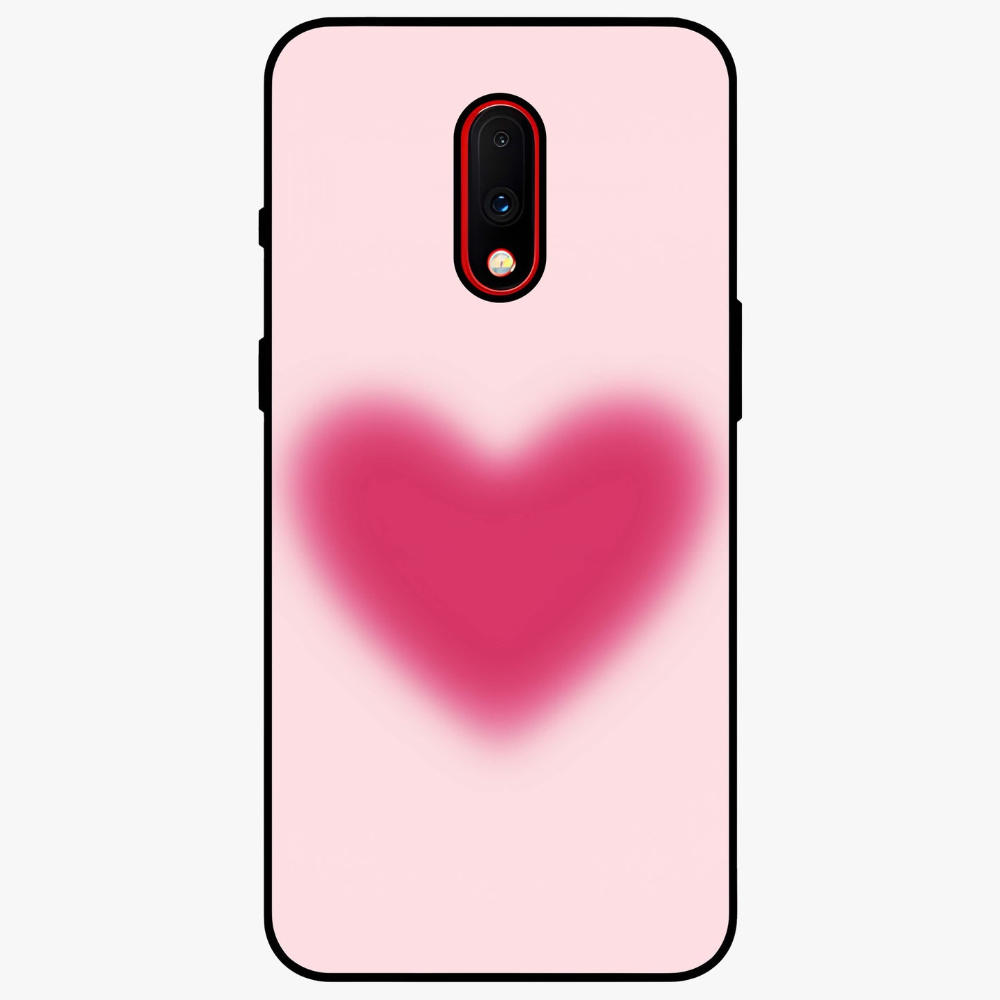Pink Aura Heart Glass Case showing flat back view with glowing heart artwork and glossy glass finish.