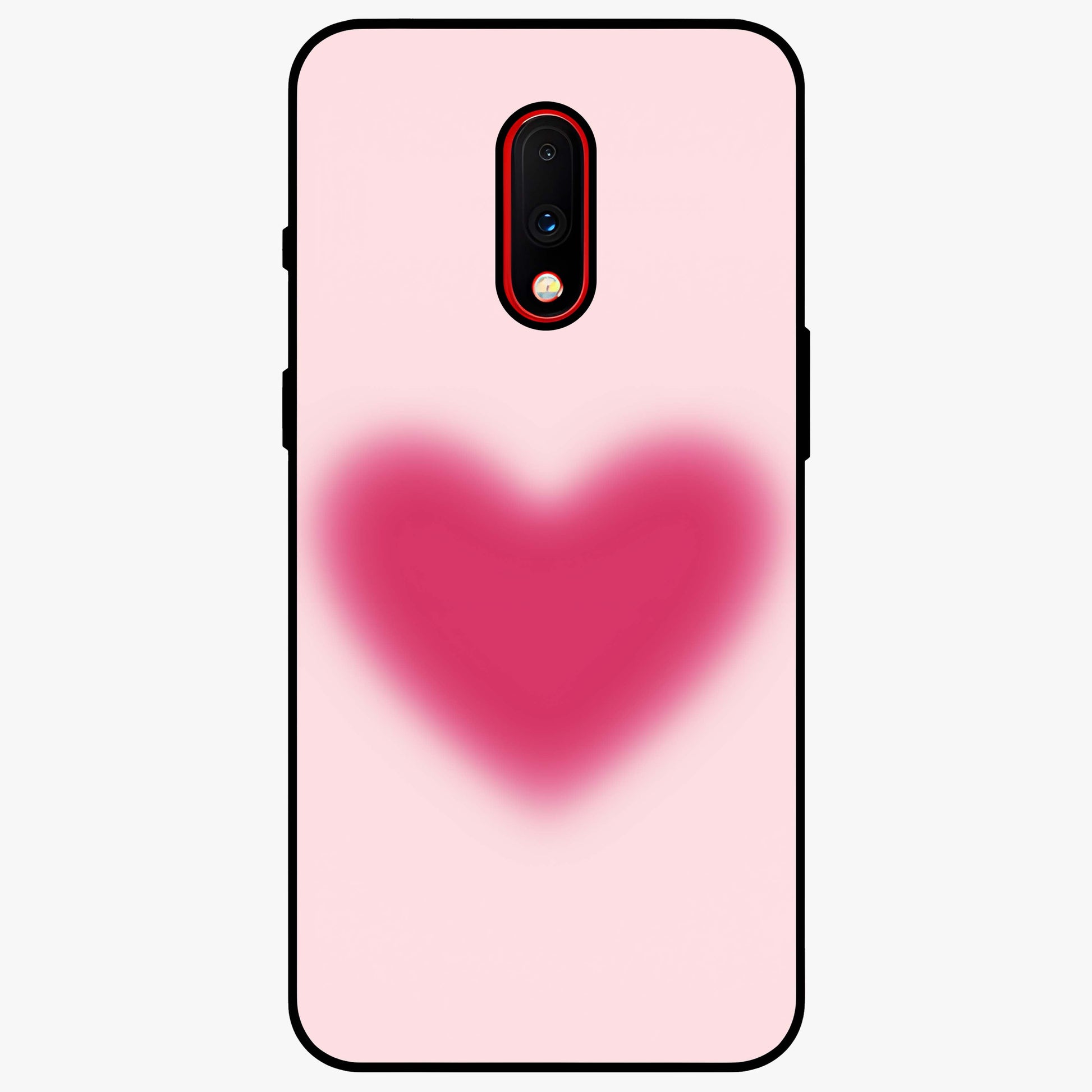 Pink Aura Heart Glass Case showing flat back view with glowing heart artwork and glossy glass finish.