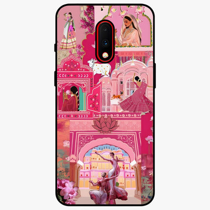 Pink Palace Muse Glass Case showing flat back view with elegant palace inspired artwork and glossy glass finish.