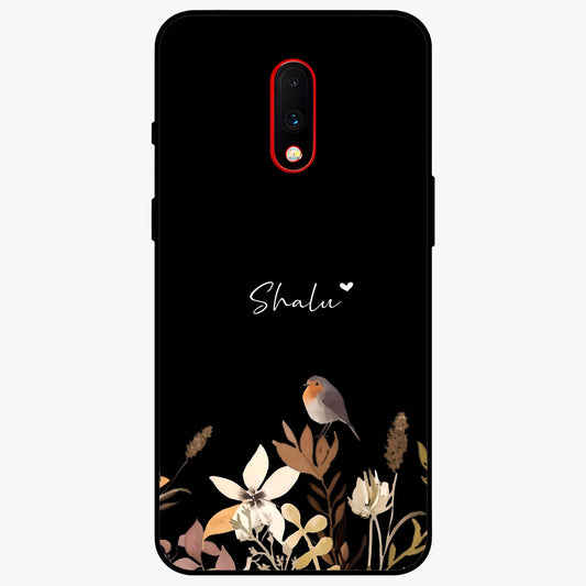 Quiet Garden Tune Custom Name Glass Case showing flat back view with peaceful garden artwork and personalized name design.