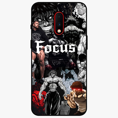 Relentless Power Focus Glass Case showing flat back view with motivational typography artwork and glossy glass finish.