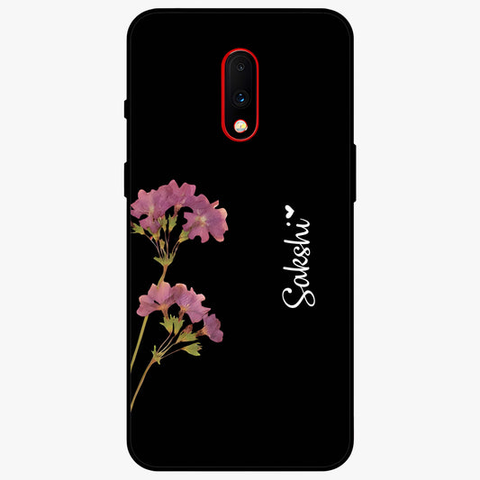 Riching Lavender Flower Custom Name Glass Case showing flat back view with lavender floral artwork and personalized name design.