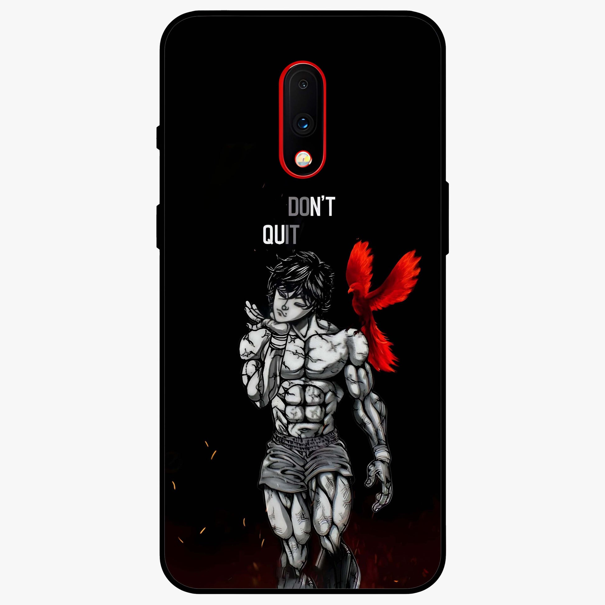 Rise Beyond Limits Glass Case showing flat back view with motivational typography artwork and glossy glass finish.