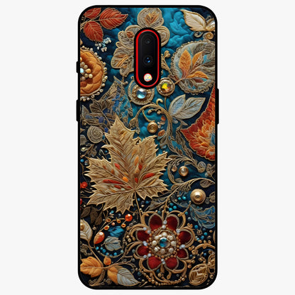 Royal Jewel Garden Glass Case showing flat back view with decorative floral garden artwork and glossy glass finish.