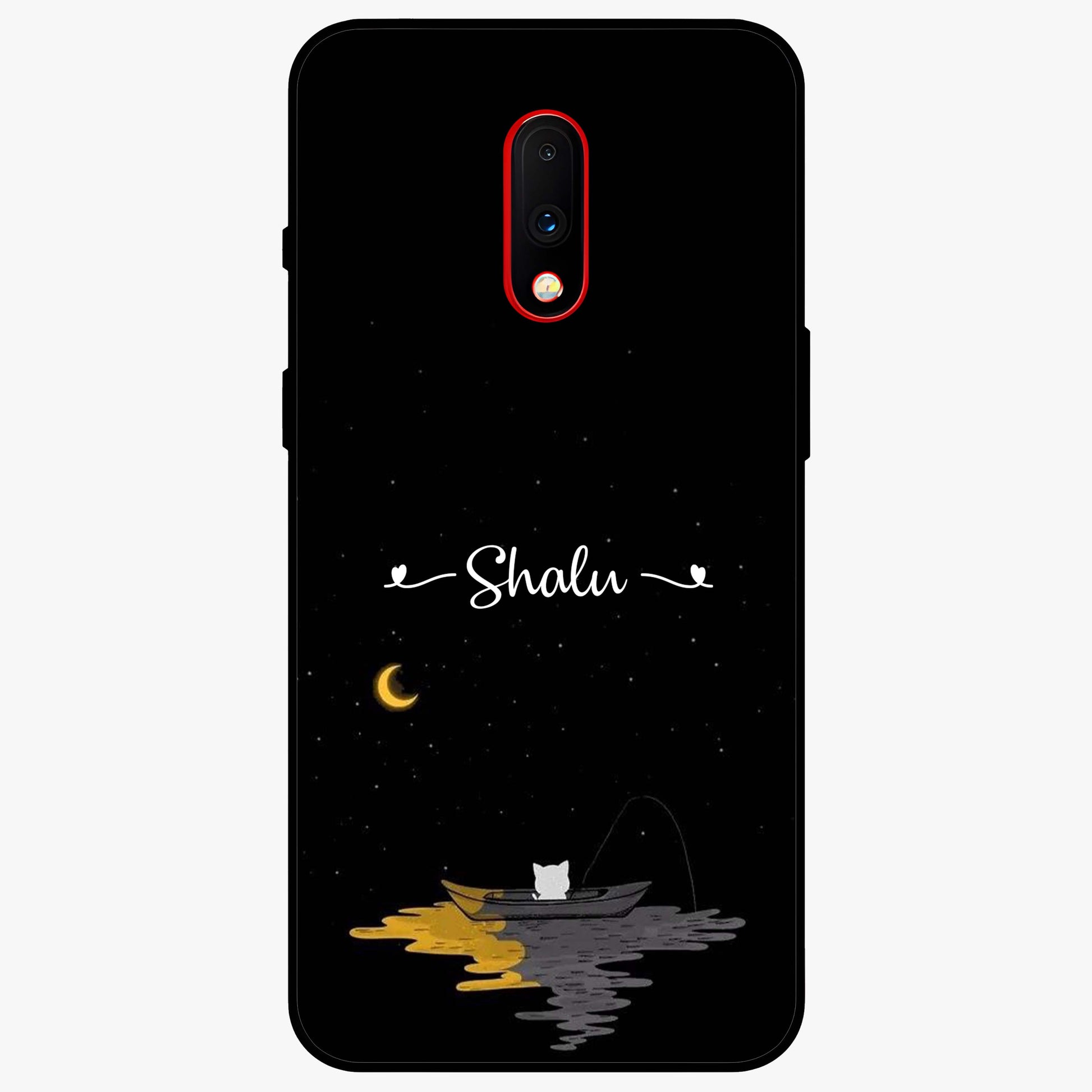 Silent Night Row Glass Case showing flat back view with calm night themed artwork and glossy glass finish.