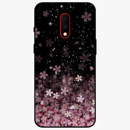 Small Starry Flowers Glass Case showing flat back view with delicate starry floral artwork and glossy glass finish.