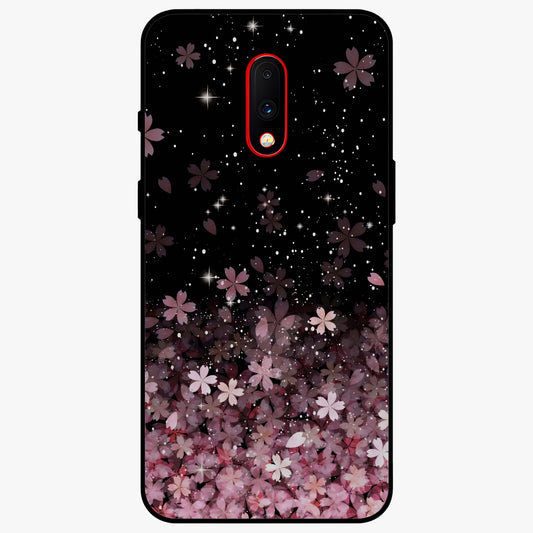 Small Starry Flowers Glass Case showing flat back view with delicate starry floral artwork and glossy glass finish.