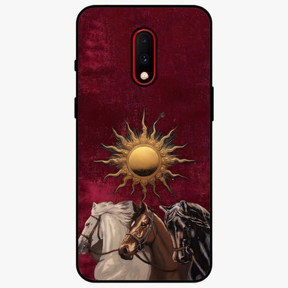 Solar Riders Glass Case showing flat back view with dynamic rider themed artwork and glossy glass finish.