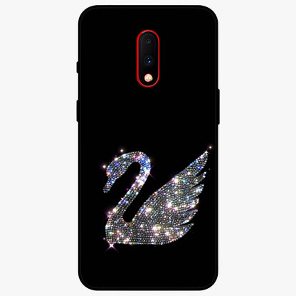 Starlit Swan Grace Glass Case showing flat back view with graceful swan artwork under starry sky and glossy glass finish.