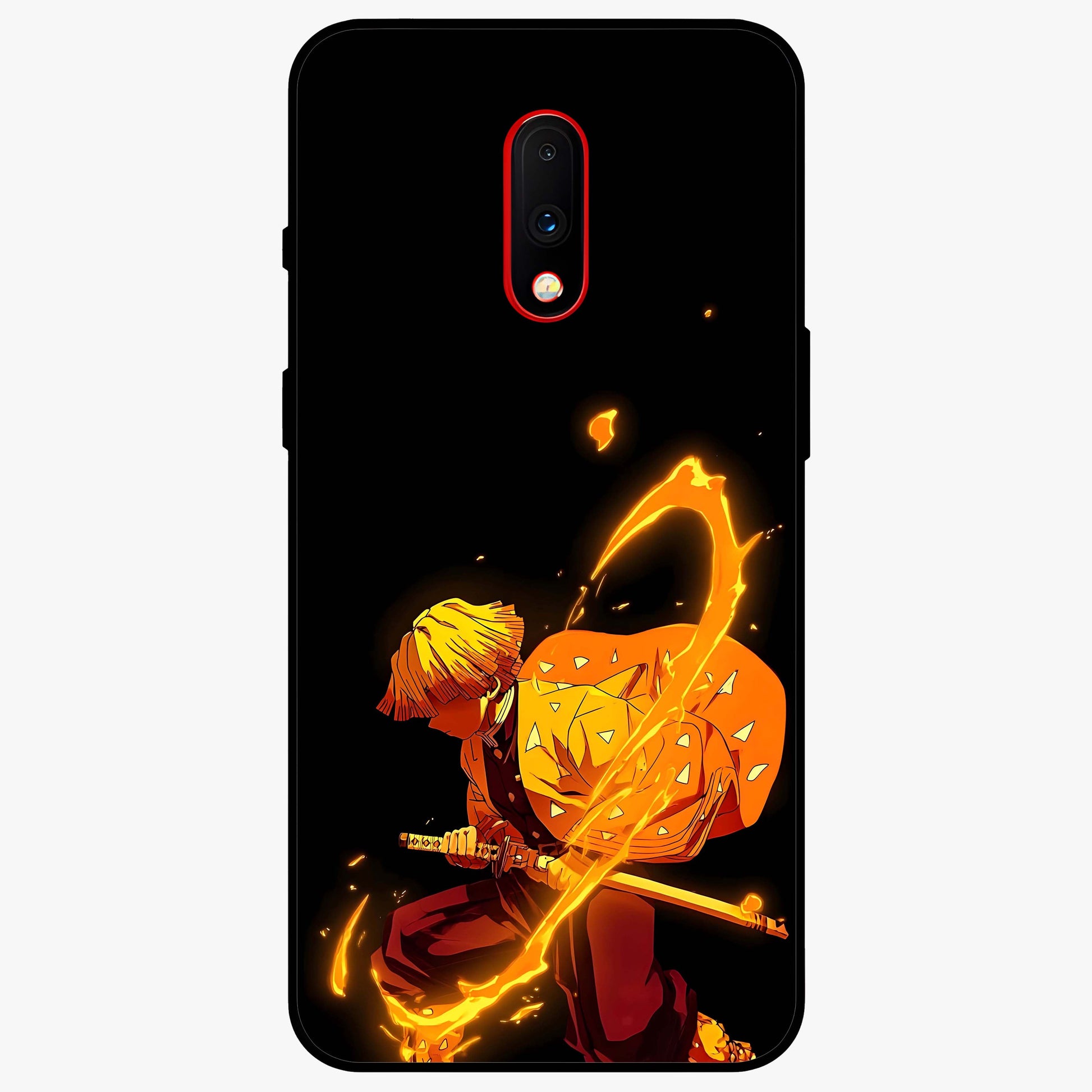Thunder Flame Execution Glass Case showing flat back view with powerful flame and lightning artwork and glossy glass finish.