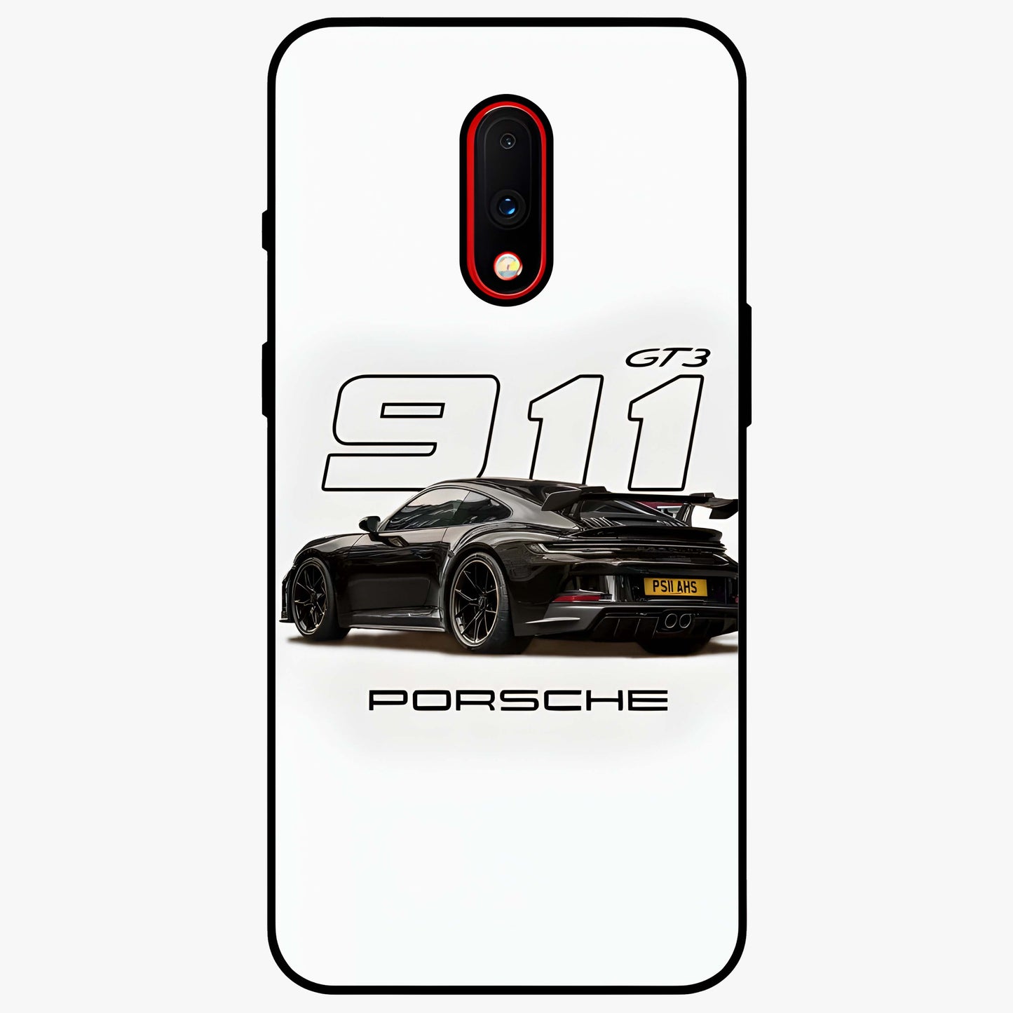 Turbo Legacy Icon Glass Case showing flat back view with iconic sports car inspired artwork and glossy glass finish.