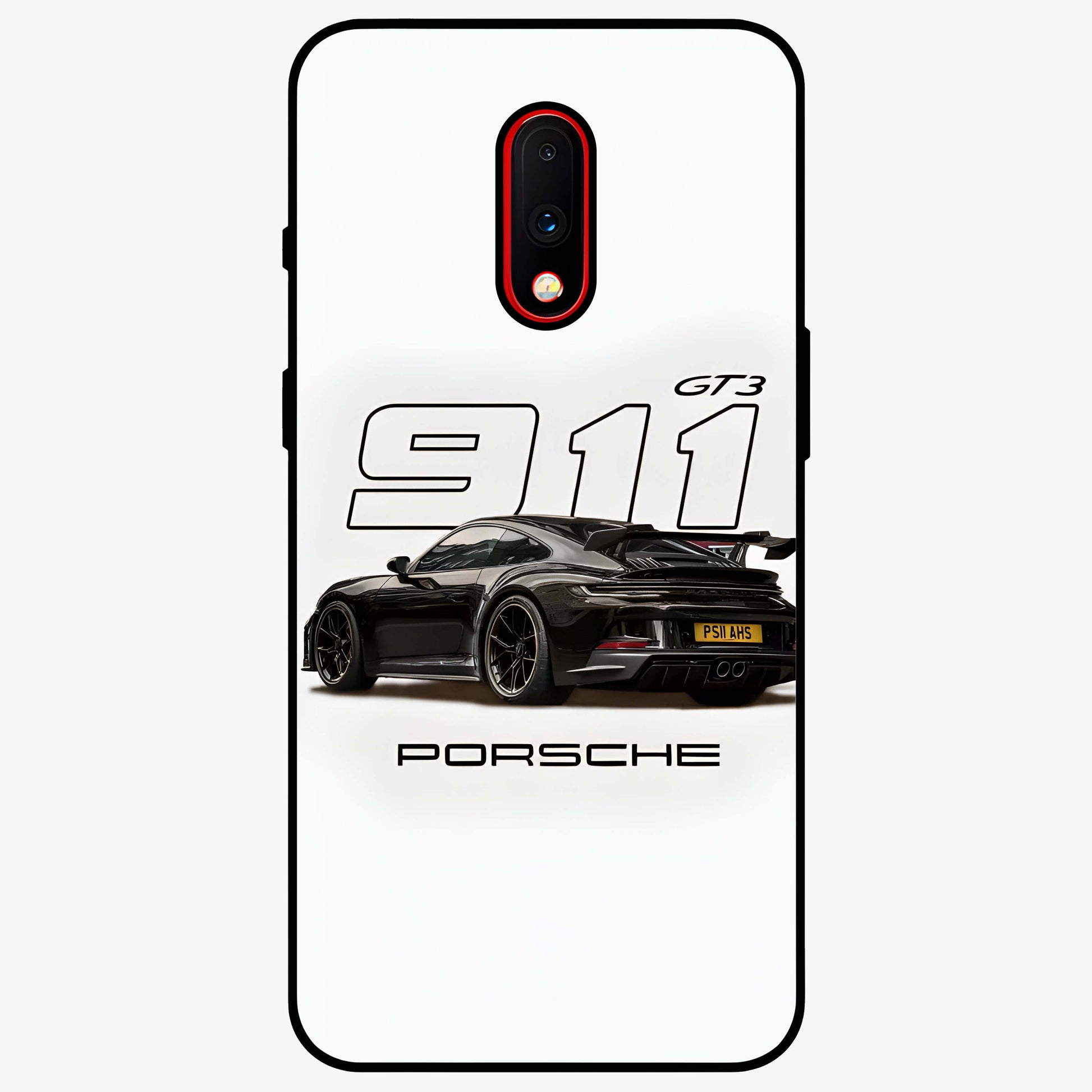 Turbo Legacy Icon Glass Case showing flat back view with iconic sports car inspired artwork and glossy glass finish.
