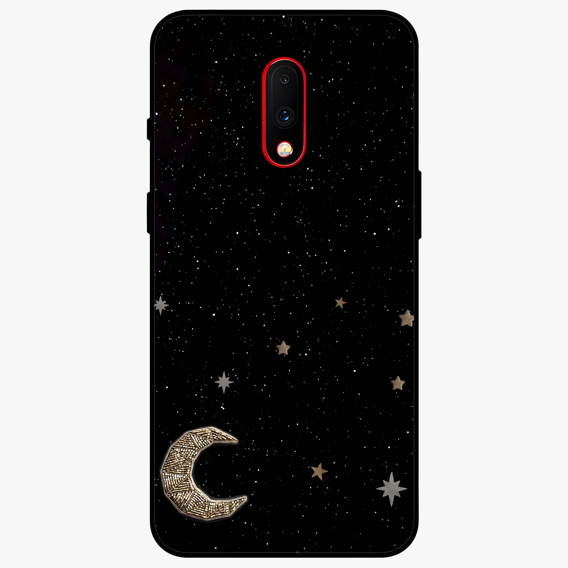 Twinkle Star With Half Moon Glass Case showing flat back view with star and half moon artwork and glossy glass finish.