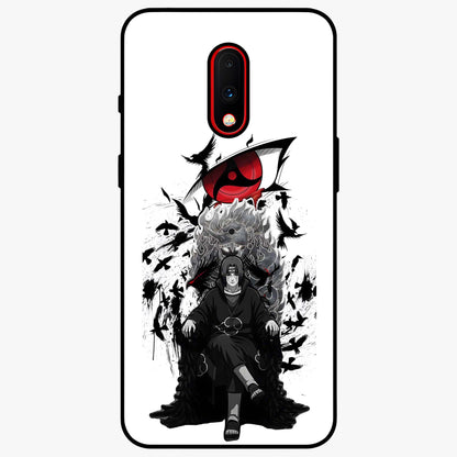 Uchiha Shadow Throne Glass Case showing flat back view with cosmic underwater themed artwork and glossy glass finish.