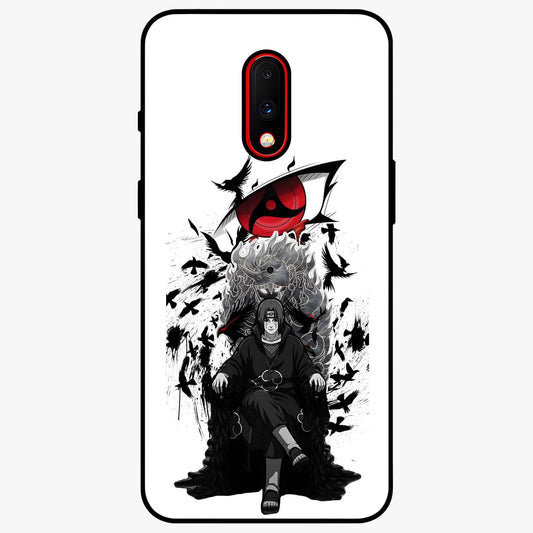 Uchiha Shadow Throne Glass Case showing flat back view with cosmic underwater themed artwork and glossy glass finish.