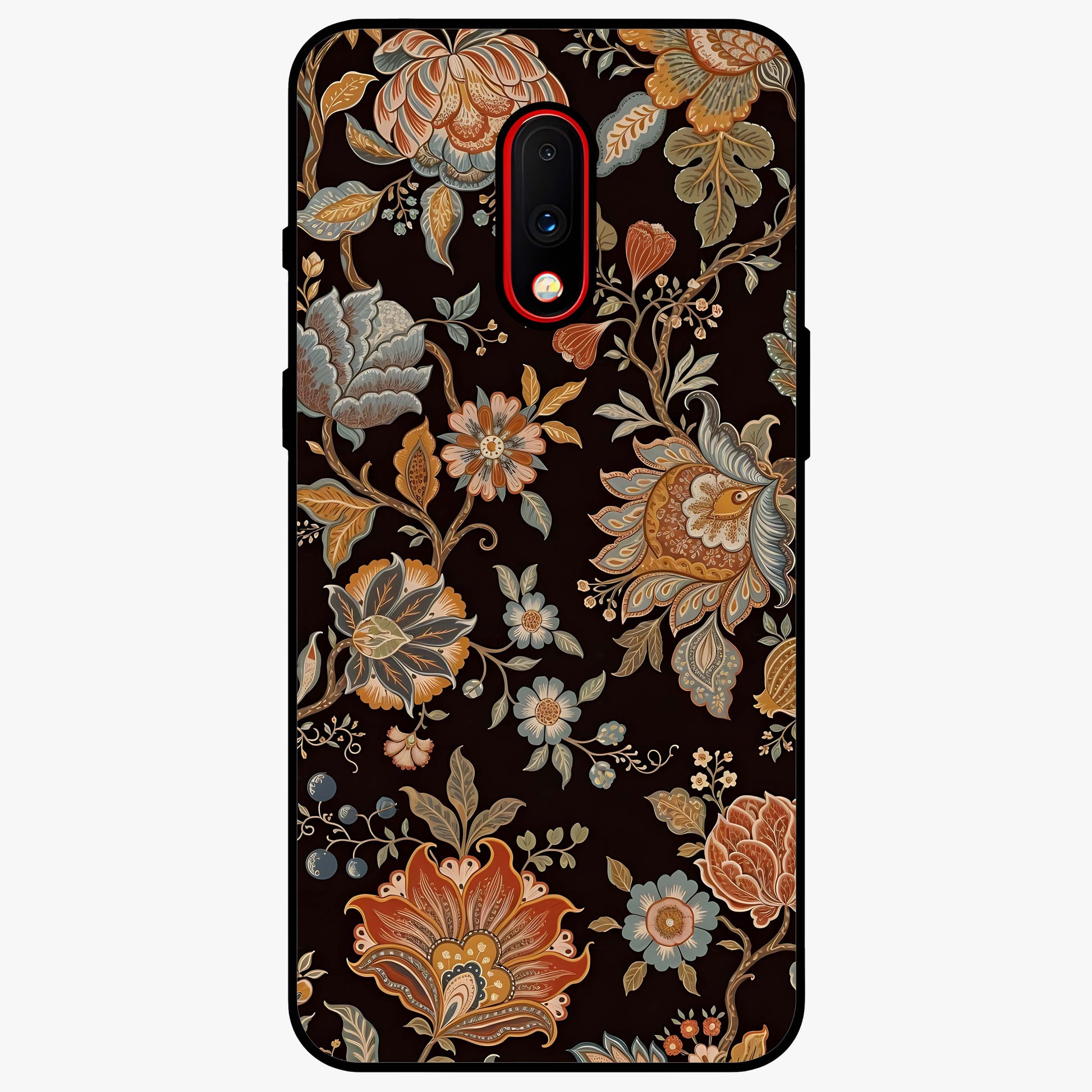 Vintage Floral Dream Glass Case showing flat back view with classic floral artwork and glossy glass finish.