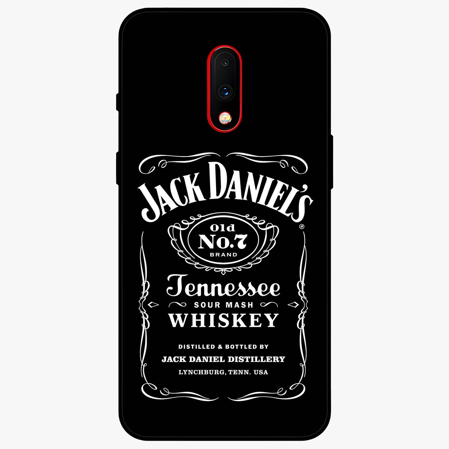 Vintage Whiskey Heritage Glass Case showing flat back view with classic whiskey inspired artwork and glossy glass finish.