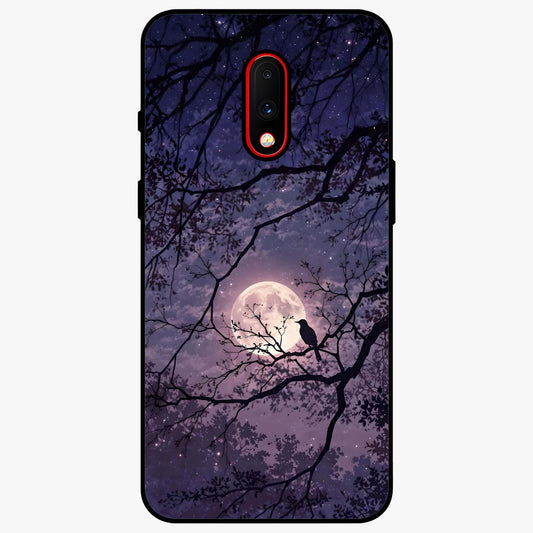 Whispering Moon Silence Glass Case showing flat back view with serene moon themed artwork and glossy glass finish.