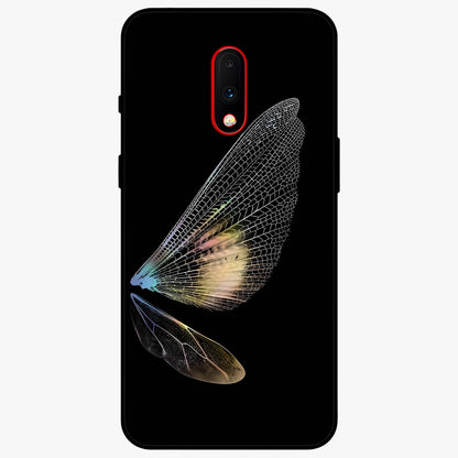 Whispers Of Wings Glass Case showing flat back view with graceful wing inspired artwork and glossy glass finish.