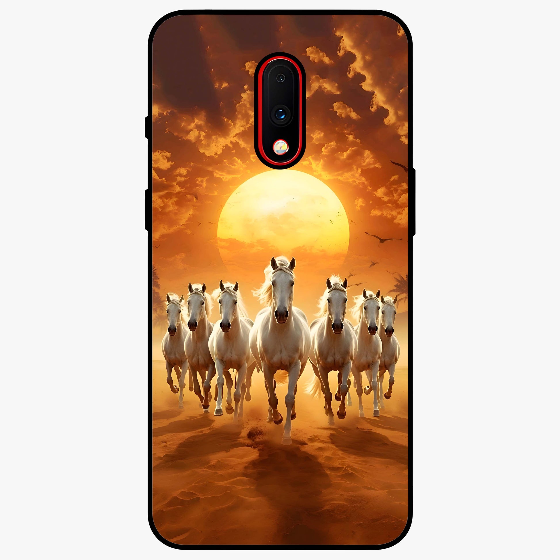 Wild Sunset Majesty Glass Case showing flat back view with majestic sunset landscape artwork and glossy glass finish.