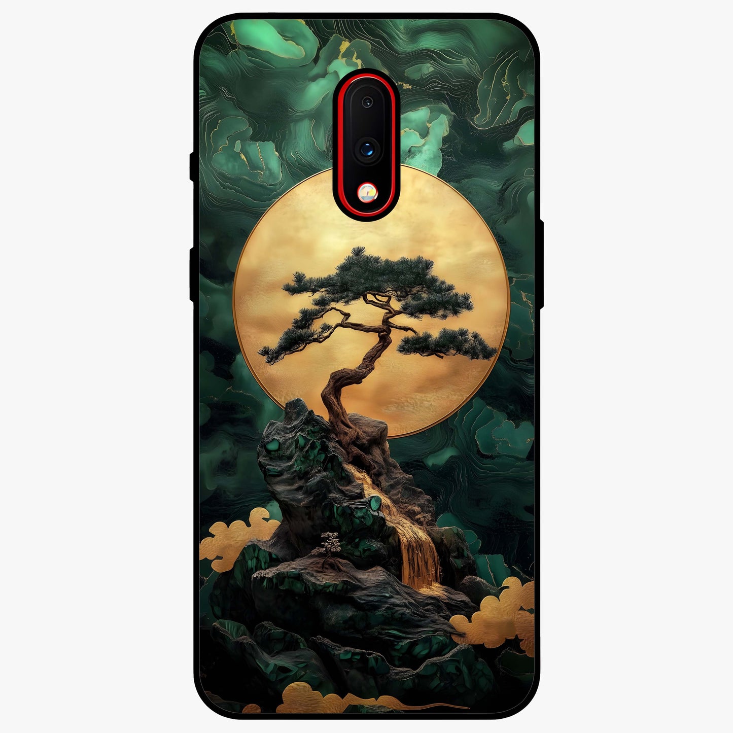 Zen Moon Rise Glass Case showing flat back view with calm moonrise artwork and glossy glass finish.
