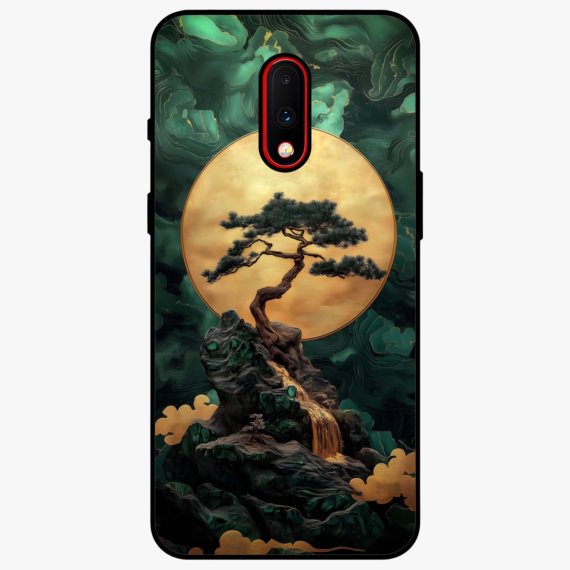 Zen Moon Rise Glass Case showing flat back view with calm moonrise artwork and glossy glass finish.