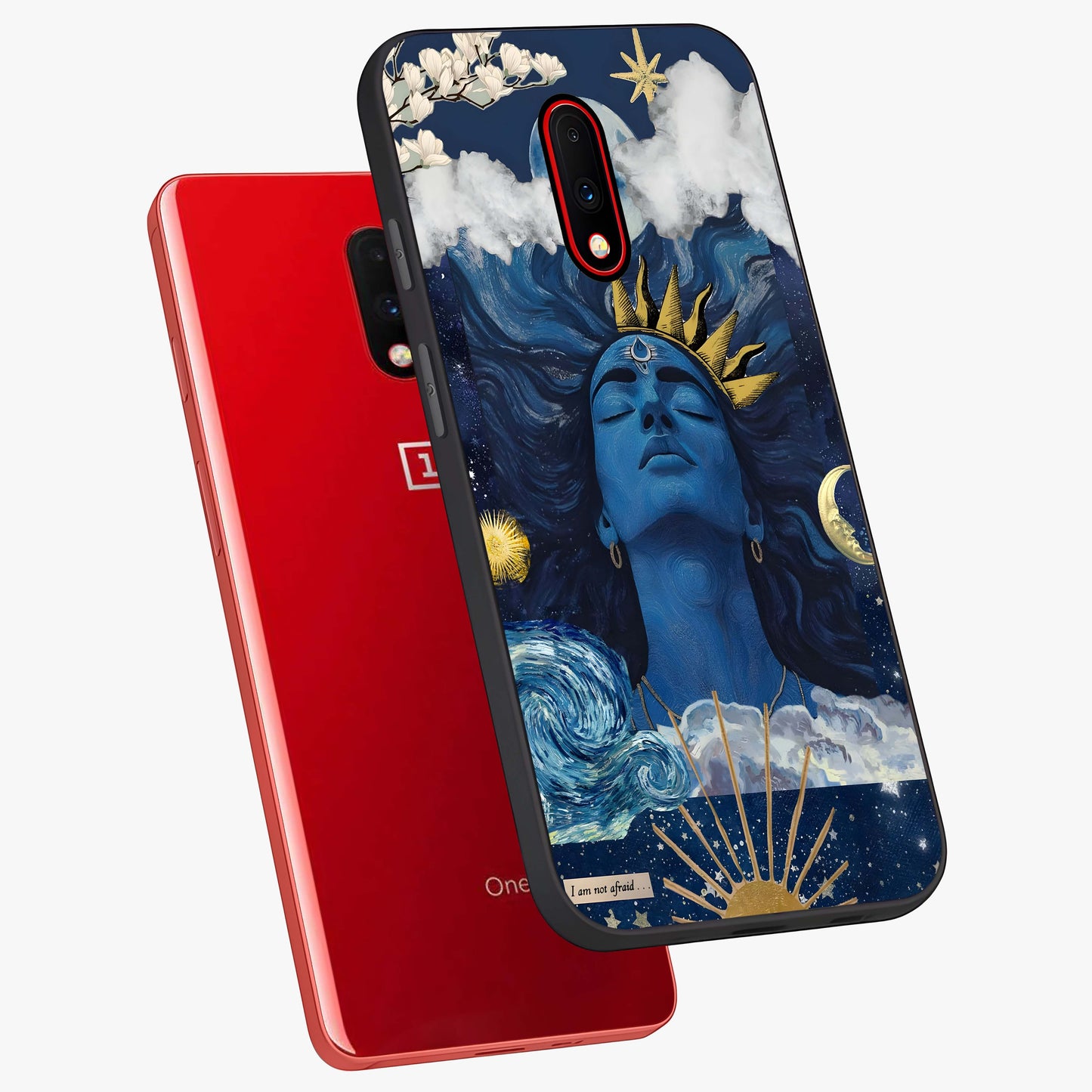 Aesthetic Lord Shiva Glass Case displayed in angled mockup highlighting spiritual Shiva illustration and sacred aesthetic design.