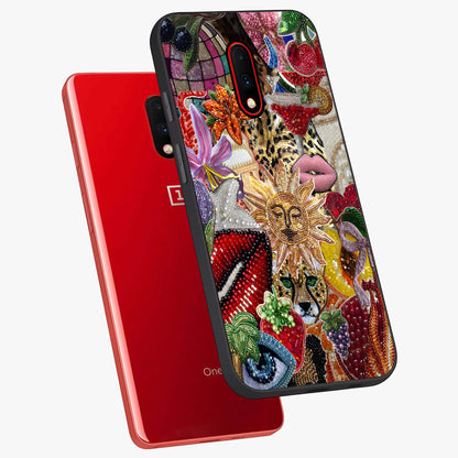 Beaded Fashion Jungle Glass Case displayed in angled mockup highlighting colorful fashion bead design and artistic pattern.