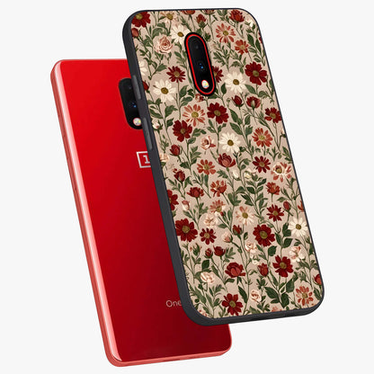 Biege Flower With Leaf Glass Case displayed in angled mockup highlighting minimal floral leaf design and elegant aesthetic.
