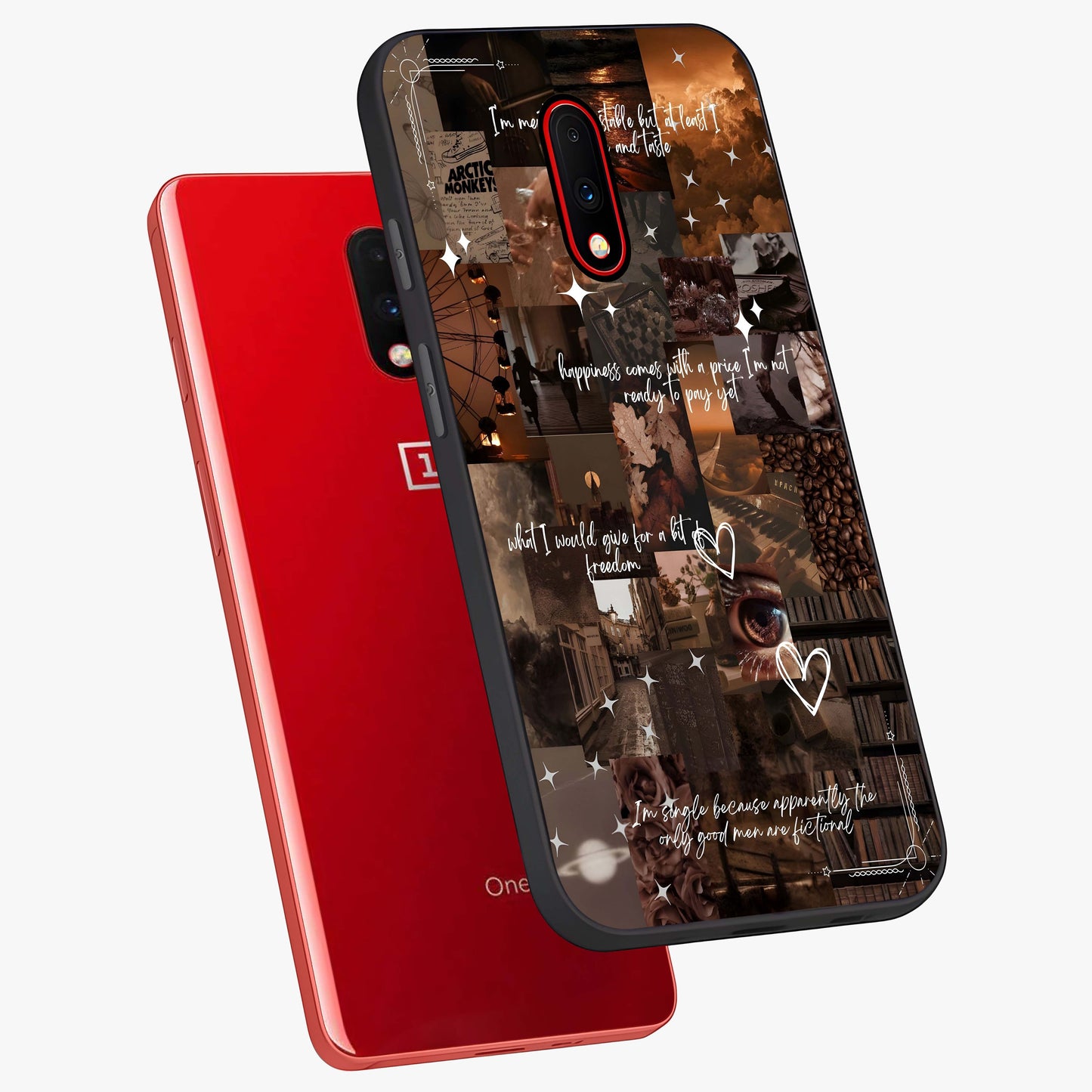 Bittersweet Aesthetic Chaos Glass Case displayed in angled mockup highlighting expressive abstract artwork and edgy aesthetic theme.