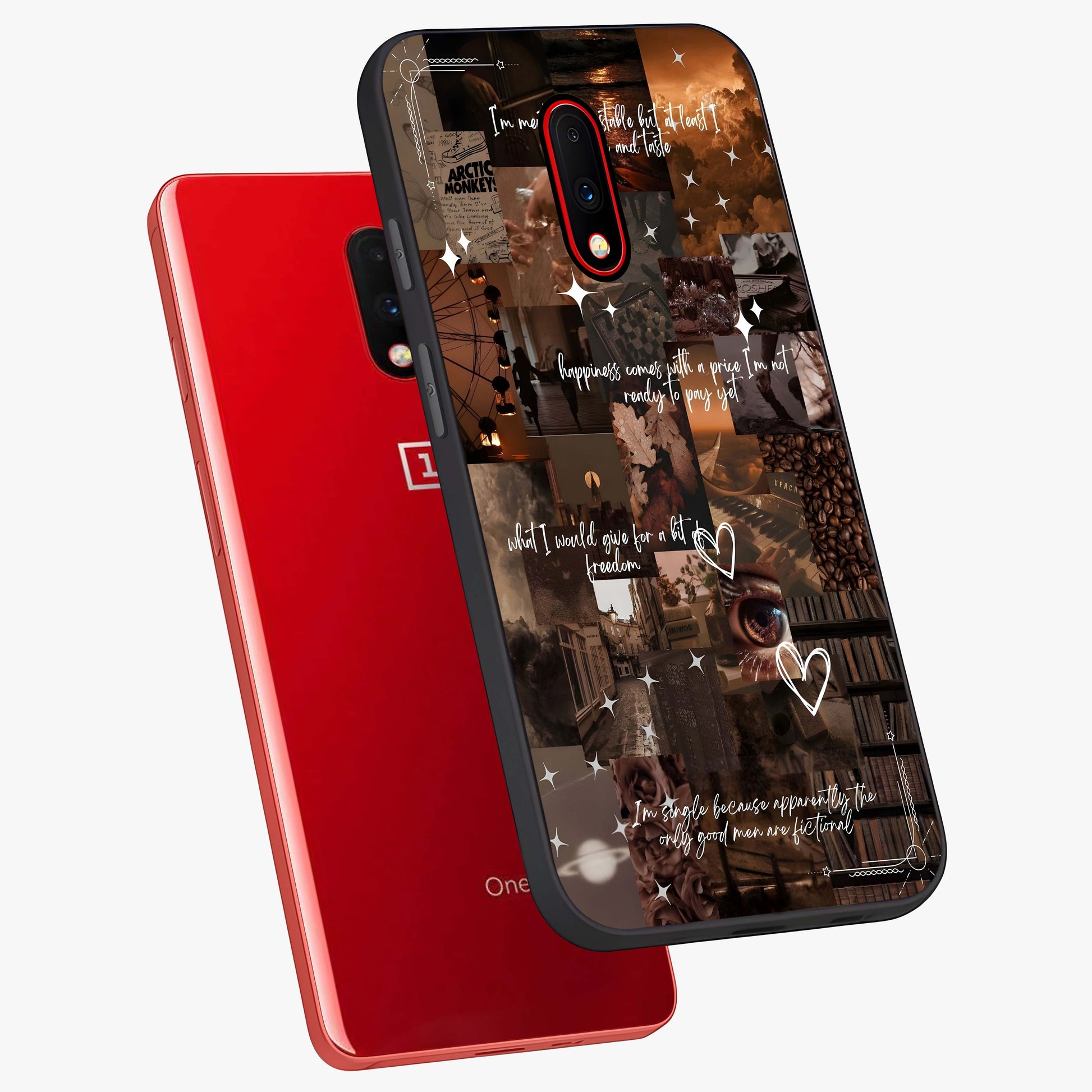 Bittersweet Aesthetic Chaos Glass Case displayed in angled mockup highlighting expressive abstract artwork and edgy aesthetic theme.