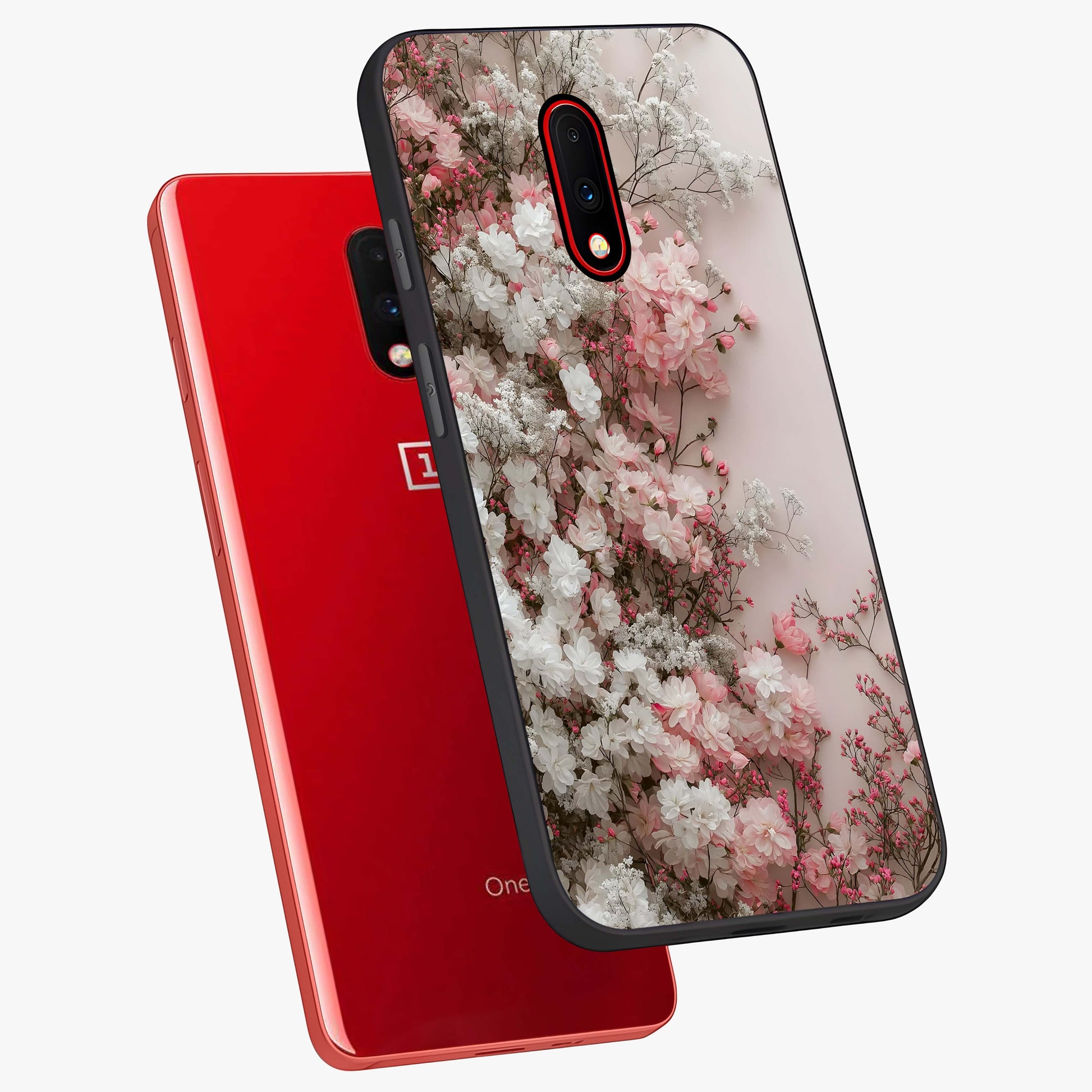 Blush Blossom Cloud Glass Case displayed in angled mockup highlighting soft cloud and blossom design with pastel aesthetic.