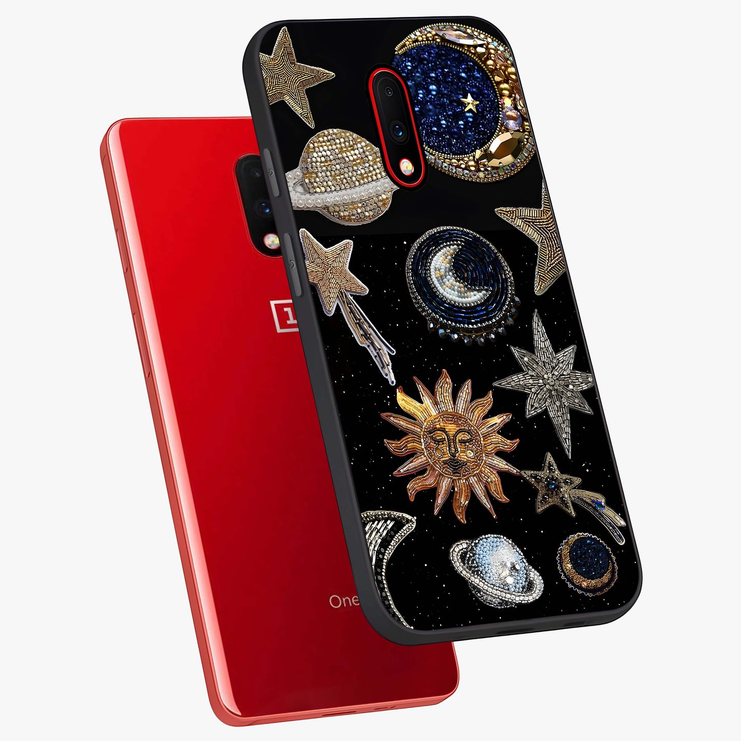 Celestial Gem Constellations Glass Case displayed in angled mockup highlighting gemstone inspired constellation design.