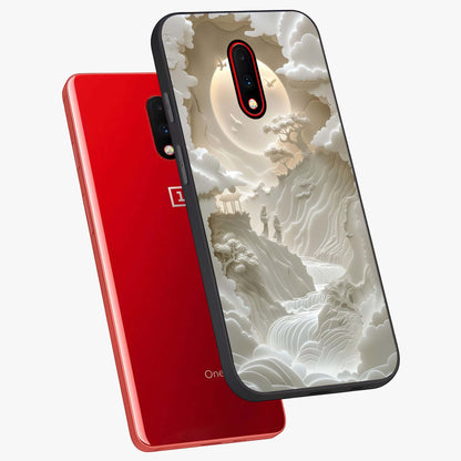 Celestial Origami Glass Case displayed in angled mockup highlighting geometric origami design with cosmic aesthetic theme.