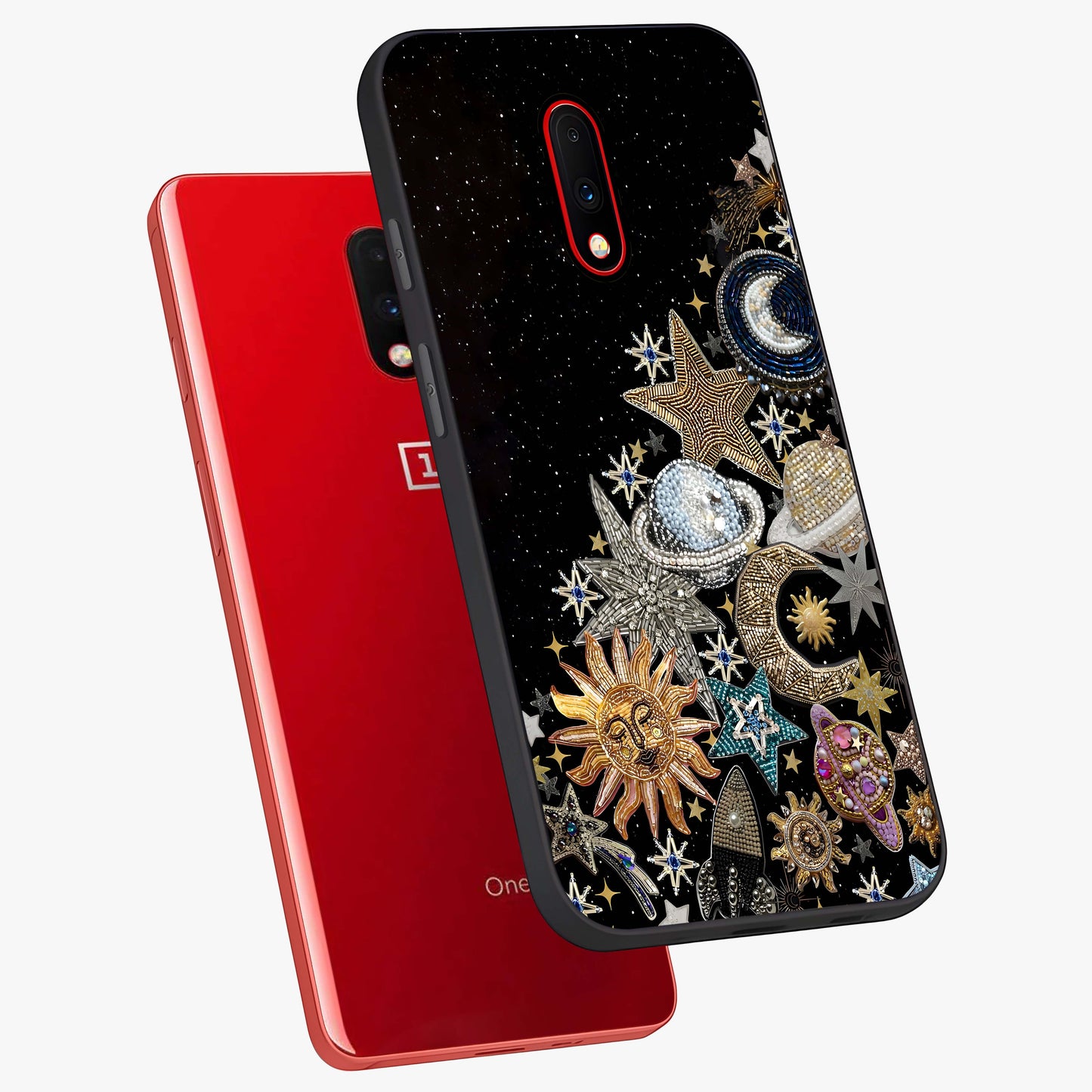 Cosmic Sparkle Dreams Glass Case displayed in angled mockup highlighting dreamy star sparkle design with celestial aesthetic.